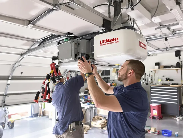 Lakewood Garage Door Repair technician performing advanced diagnostics on garage opener in Lakewood